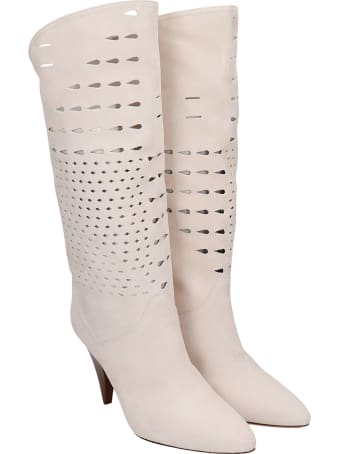 Isabel Marant Lurrey High Heels Boots In White Leather