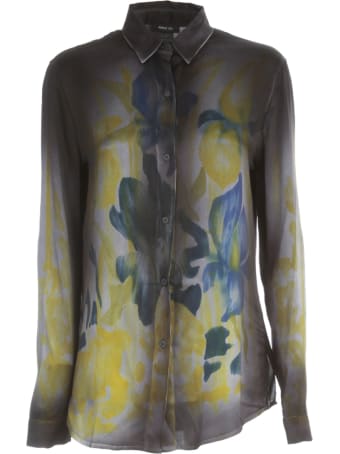 Avant Toi Fitted Shirt With Hand Painted Iris Flowers