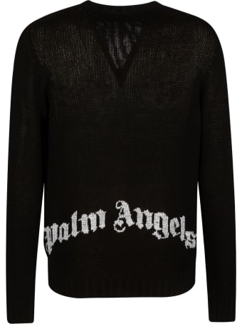 Palm Angels Wings Knit Boxy Crewneck Sweatshirt