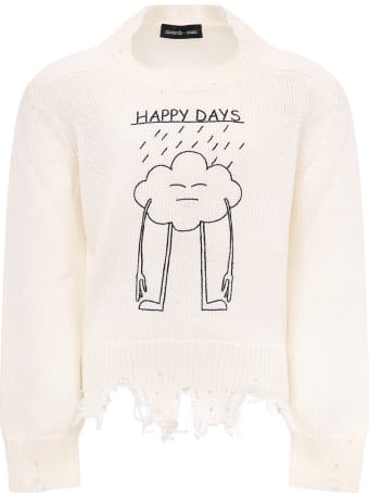Riccardo Comi White "happy Day" Sweater For Kids
