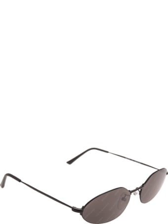 Balenciaga Black Invisible Oval Sunglasses