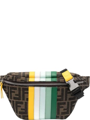 Fendi Ff Striped Belt Bag With Logo