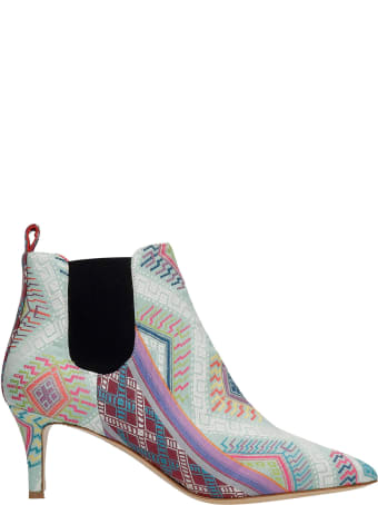 Bams High Heels Ankle Boots In Multicolor Fabric