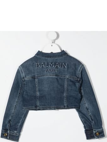 Balmain Kid Denim Jacket With Embossed Logo