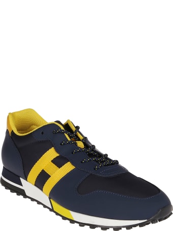 Hogan Blue And Yellow Leather H383 Sneakers
