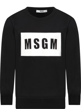 MSGM Black Sweatshirt For Kids With Logo