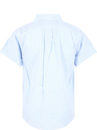 Comme des Garçons Play Light Blue Shirt For Kids With Black Heart