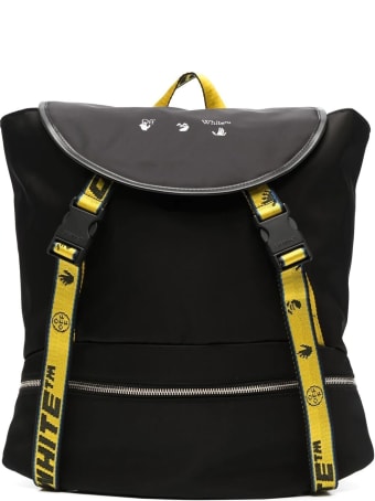 Off-White Man Black Logo Backpack