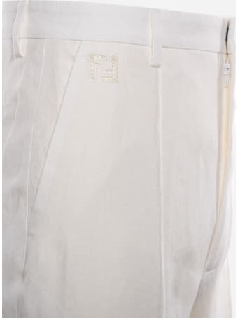Fendi Trousers Made Of Natural Hemp With Ff Embroidery