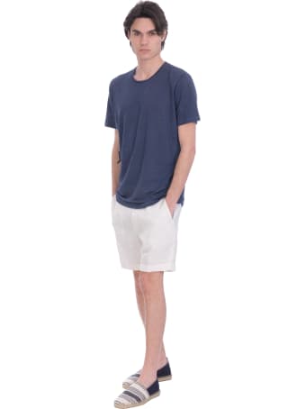 120% Lino T-shirt In Blue Linen