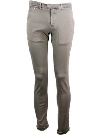 Sartoria Tramarossa Luis Slim Trousers In Stretch Cotton Gabardine With America Pockets With Sartorial Stitching