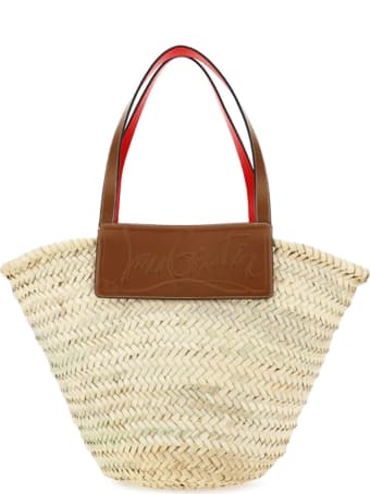 Christian Louboutin Loubishore Woven Straw/calf Paris Beige Raffia Brown Leather Bags