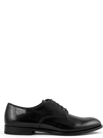 Doucal's Black Semi-glossy Leather Derby Shoes