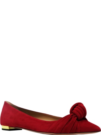 Aquazzura Red Suede Kiki Flat