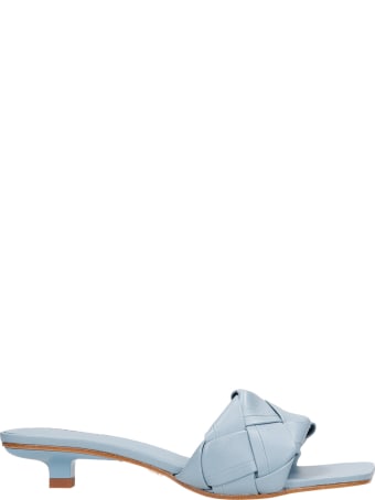Lola Cruz Flats In Cyan Leather