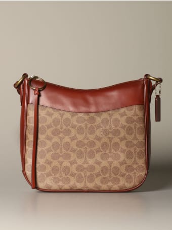 Coach Shoulder Bag Chaise Coach Shoulder Bag In Leather And Coated Canvas With Logo