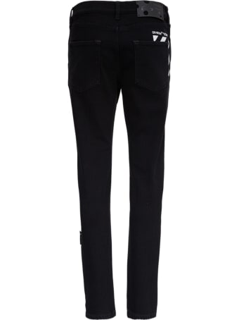 Off-White Black Jeans With Diagonals Detail