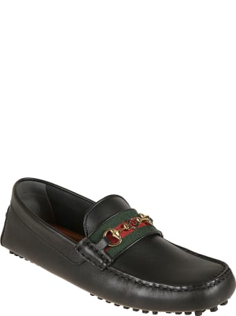 Gucci Gg Horsebit Web-striped Loafers