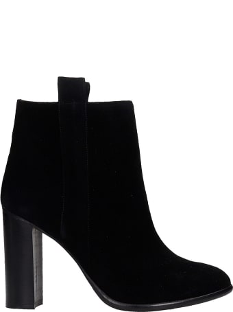 Anna F. High Heels Ankle Boots In Black Suede