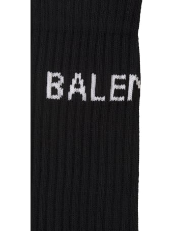 Balenciaga Black Man Socks With White Logo