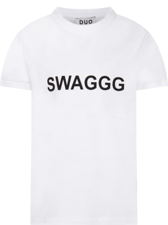 Natasha Zinko White T-shirt For Boy With Black Writing