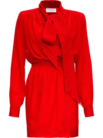 Saint Laurent Silk Mini Long Sleeves Dress