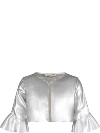 Loredana Silver Jacket For Girl With Ruffle