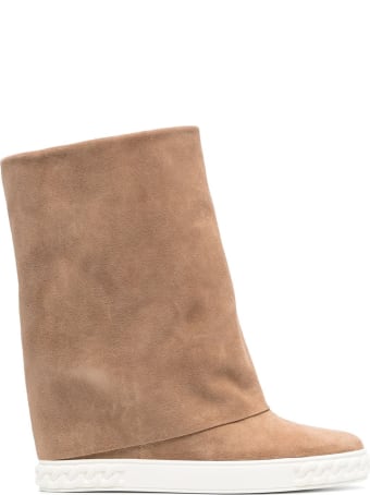 Casadei Reindeer Boots In Beige Suede Leather