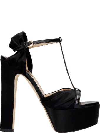 Elie Saab Sandals In Black Satin