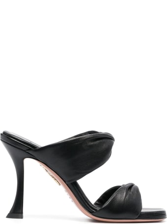 Aquazzura Twist Black Leather Sandals