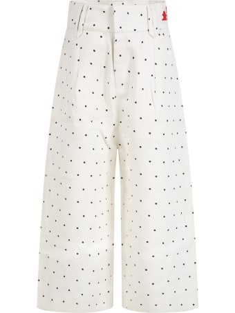 The Animals Observatory Ivory Trousers For Girl With Logo