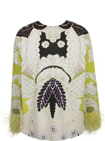 Valentino Feather Cuffed Printed Top
