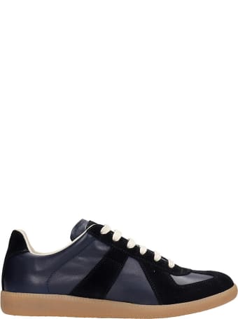 Maison Margiela Replica Sneakers In Blue Suede And Leather