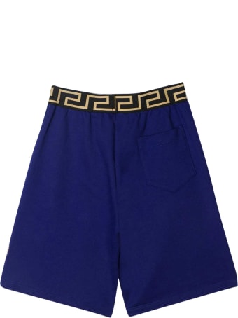 Young Versace Blue Shorts With Golden Details