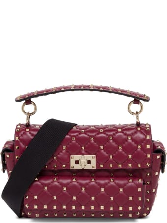 Valentino Garavani Rockstud Spike Medium Bordeaux Crossbody Bag