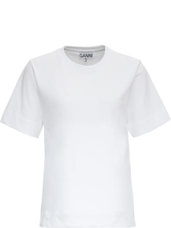 Ganni Thin Software T-shirt In White Jersey