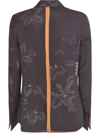 Ibrigu Leaf Print Double-breasted Blazer