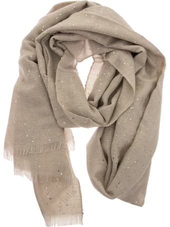 Brunello Cucinelli Cashmere And Silk Diamond Yarn Scarf Beige