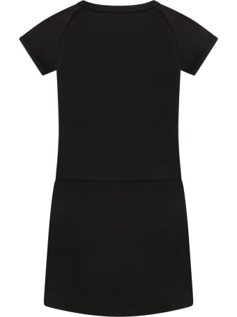 Karl Lagerfeld Kids Black Dress For Girl With Logo