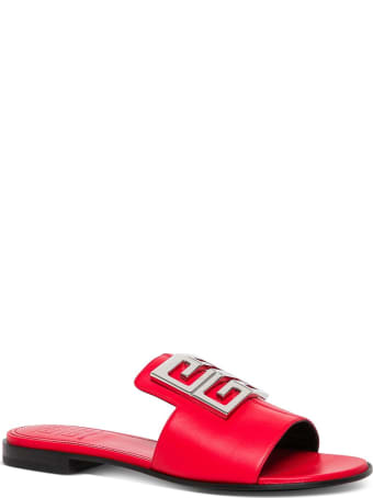Givenchy 4g Flat Sandals In Red Leather