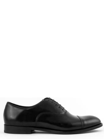 Doucal's Black Semi-glossy Leather Derby Shoes