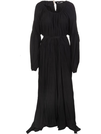 Jil Sander Woman Black Long Dress In Twill