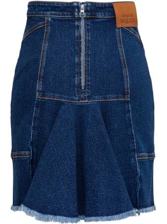 Alexander McQueen Denim Skirt With Back Zip