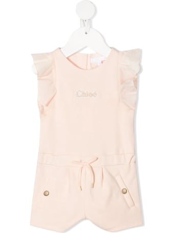 Chloé Embroidered-logo Ruffled Jumpsuit