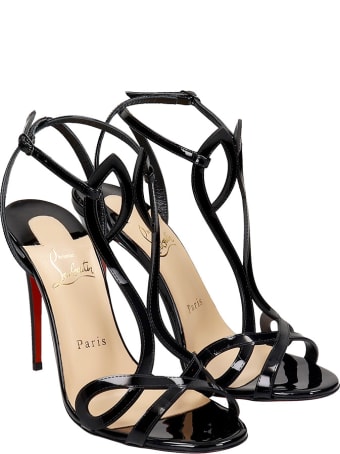 Christian Louboutin Double L Sandals In Black Patent Leather