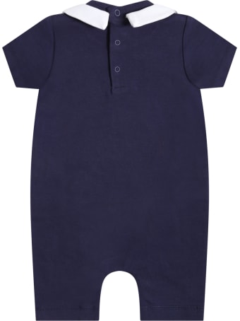 Moschino Blue Romper For Babykids Witth Teddy Bear