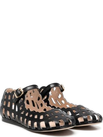 MiMiSol Black Perforated Ballerina