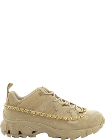 Burberry Chain Detail Suede And Leather Arthur Sneakers