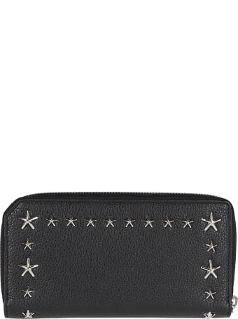Jimmy Choo Black Leather Carnaby Travel Wallet