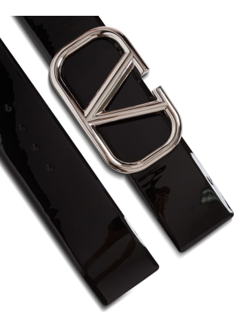 Valentino Garavani V Logo Patent Leather Belt
